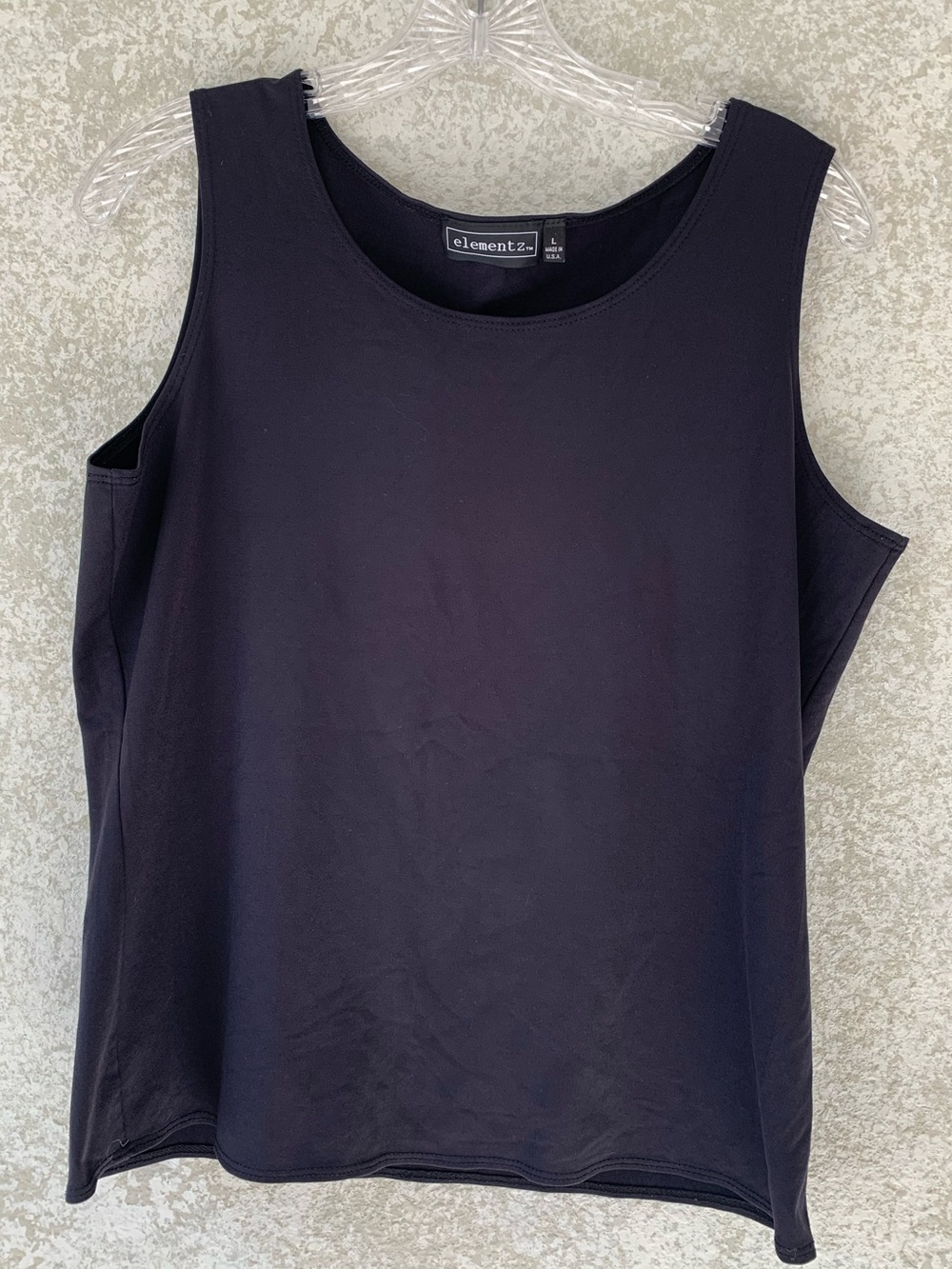 Elementz Black Tank Top - Crew Neck Sleeveless Large Layer Office Stretch Basic